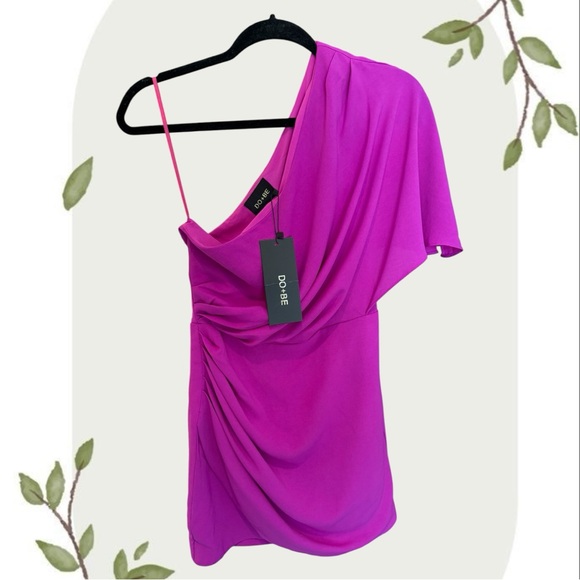 DO+BE Dresses & Skirts - Do+Be NWT One Shoulder Magenta Pink Draped Mini Party Dress- Size M